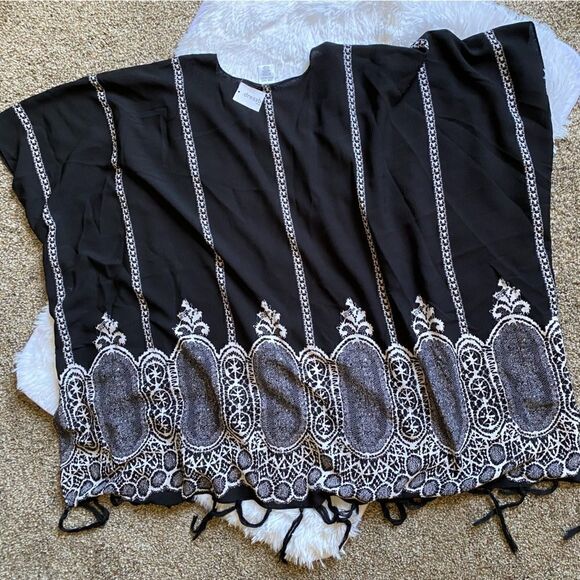 Dress Barn NEW Boho Open Front Fringe Cardigan One Size Lightweight - Picture 2 of 7